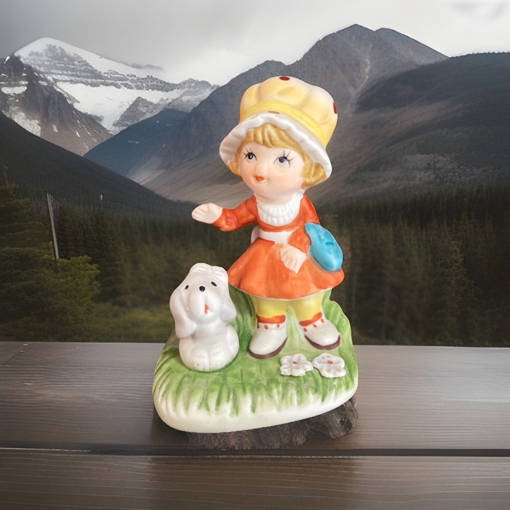 Homco 1430 Big Eyed Little Girl With Puppy Figurine Excellent Condition No Chips